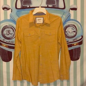 Large mustard colored button down long sleeves!